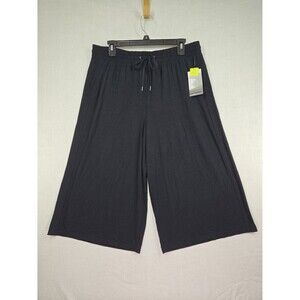 NEW TEK GEAR On The Go Black Capri Mid Rise Women's Size Large Dry Tek Stright